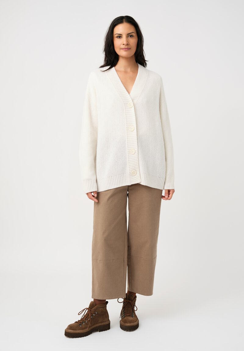 Iris Von Arnim Cashmere & Silk Elowen Button-Down Cardigan in Off White
