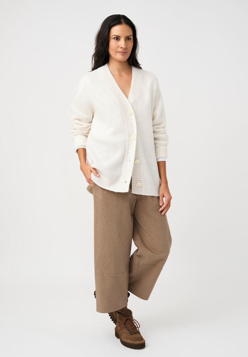 Iris Von Arnim Cashmere & Silk Elowen Button-Down Cardigan in Off White