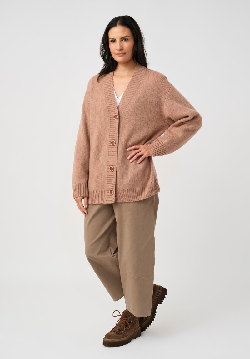 Iris Von Arnim Cashmere & Silk Elowen Button-Down Cardigan in Rosewood Pink