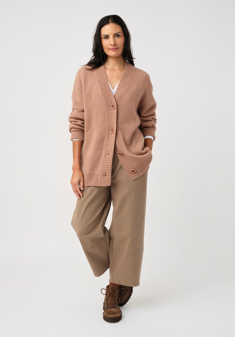 Iris Von Arnim Cashmere & Silk Elowen Button-Down Cardigan in Rosewood Pink