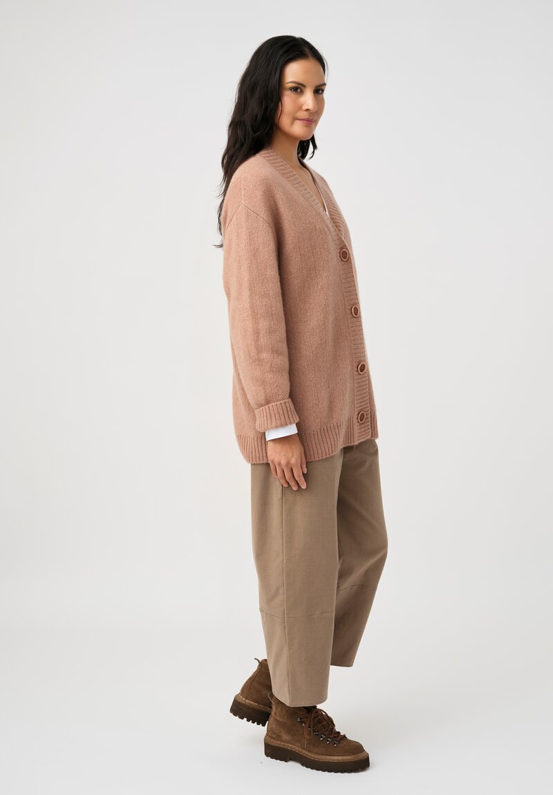 Iris Von Arnim Cashmere & Silk Elowen Button-Down Cardigan in Rosewood Pink
