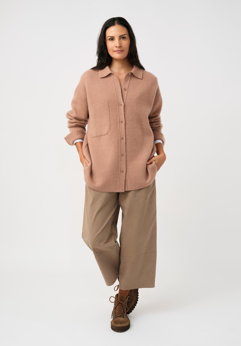 Iris Von Arnim Cashmere & Silk Double-Face Briala Button-Down Over Shirt in Rosewood Pink