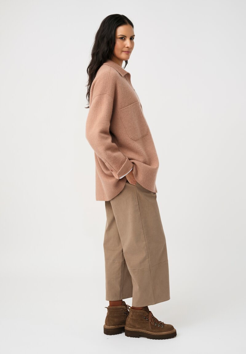 Iris Von Arnim Cashmere & Silk Double-Face Briala Button-Down Over Shirt in Rosewood Pink