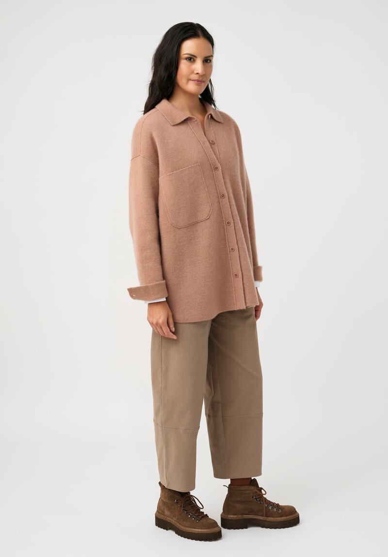 Iris Von Arnim Cashmere & Silk Double-Face Briala Button-Down Over Shirt in Rosewood Pink