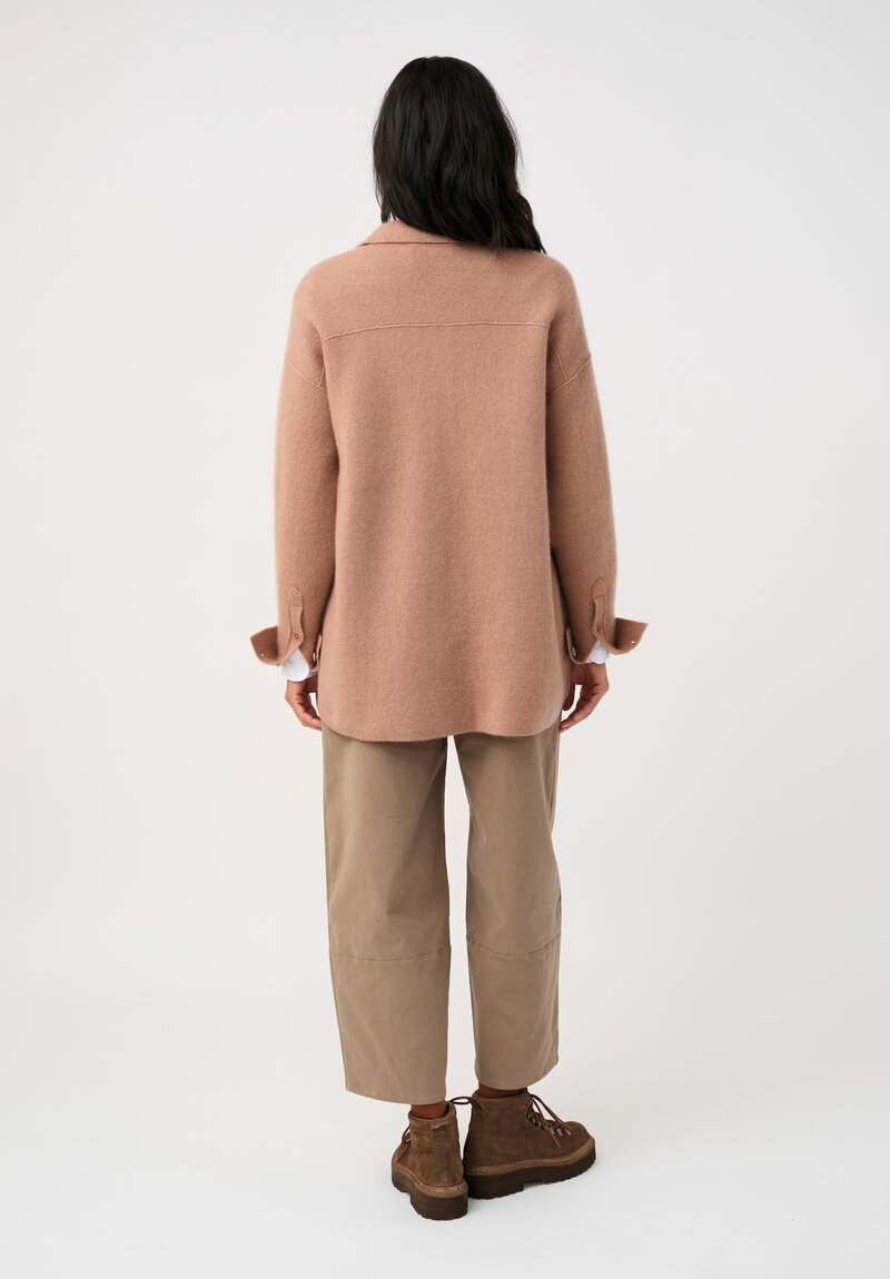 Iris Von Arnim Cashmere & Silk Double-Face Briala Button-Down Over Shirt in Rosewood Pink