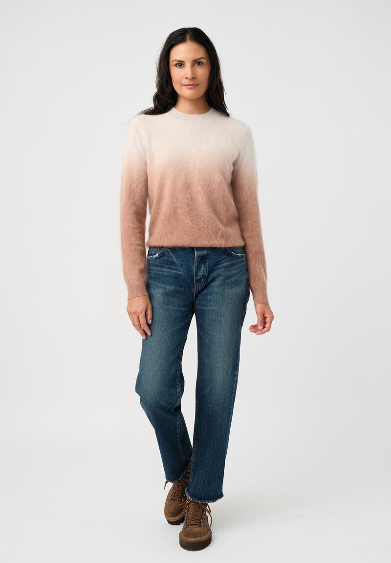Iris Von Arnim Brushed Cashmere Kaleia Dip-Dye Sweater in Alabaster & Rosewood Pink Ombré