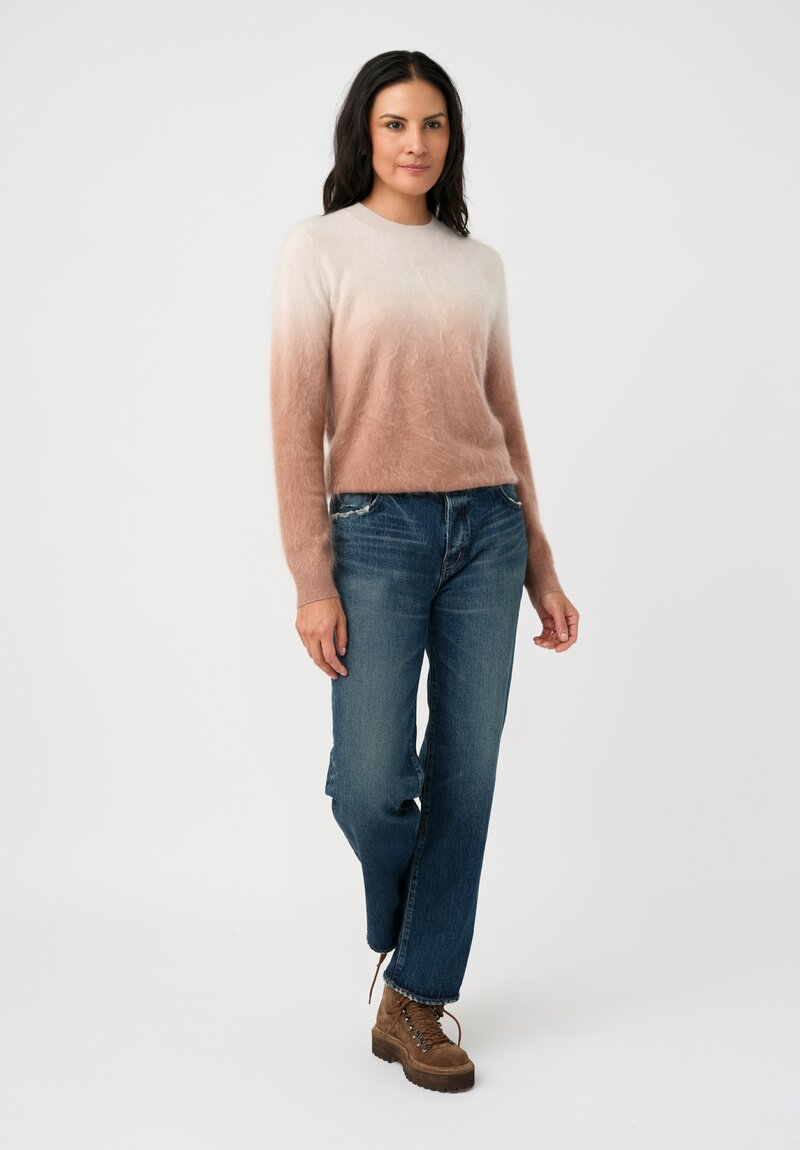 Iris Von Arnim Brushed Cashmere Kaleia Dip-Dye Sweater in Alabaster & Rosewood Pink Ombré