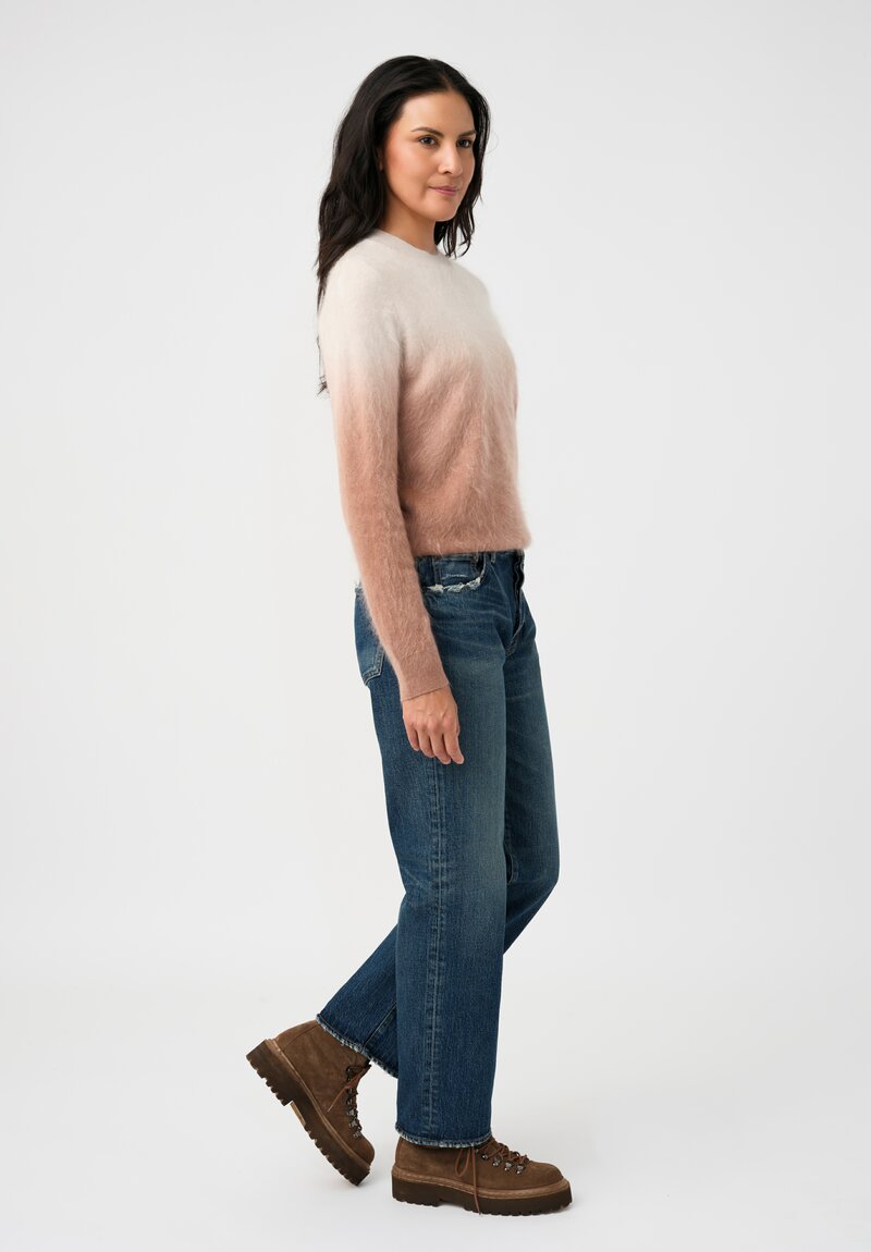 Iris Von Arnim Brushed Cashmere Kaleia Dip-Dye Sweater in Alabaster & Rosewood Pink Ombré