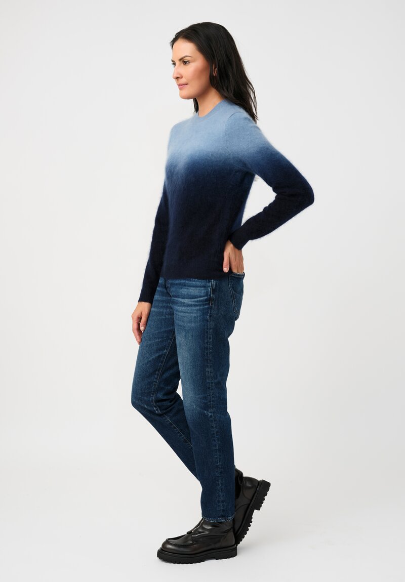 Iris Von Arnim Brushed Cashmere Kaleia Dip-Dye Sweater in Navy & Soft Blue Ombré