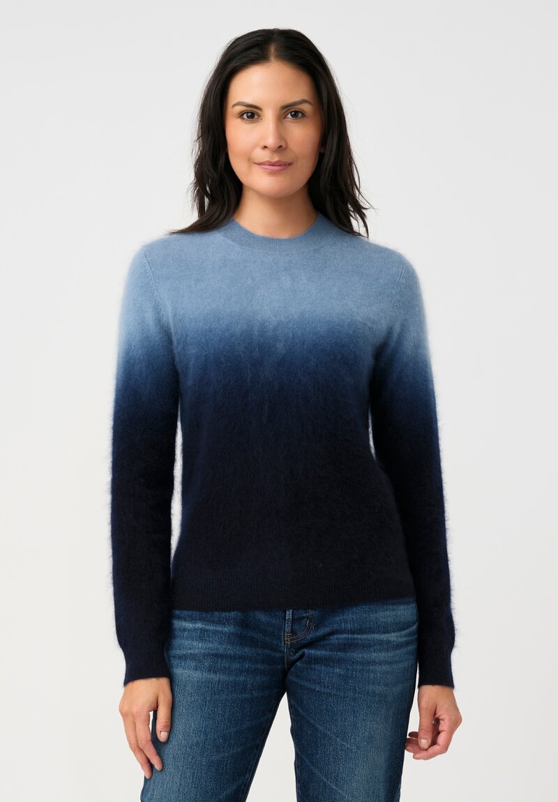 Iris Von Arnim Brushed Cashmere Kaleia Dip-Dye Sweater in Navy & Soft Blue Ombré