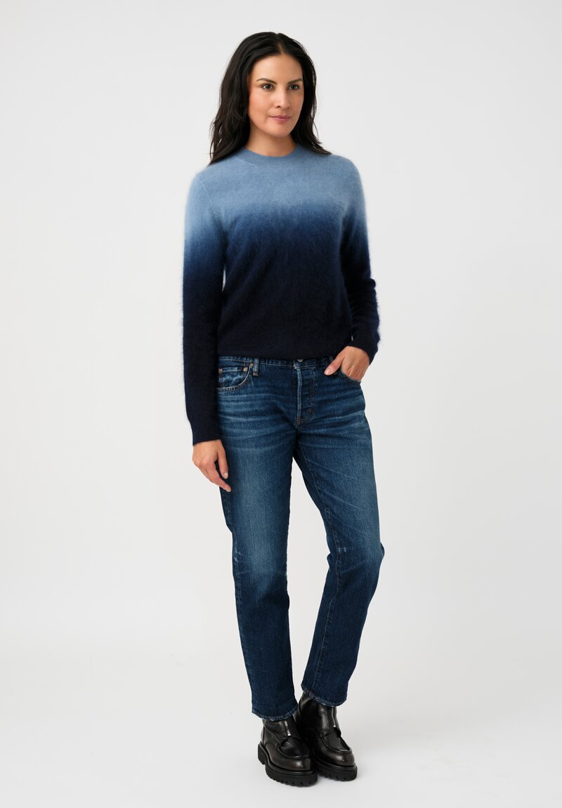 Iris Von Arnim Brushed Cashmere Kaleia Dip-Dye Sweater in Navy & Soft Blue Ombré
