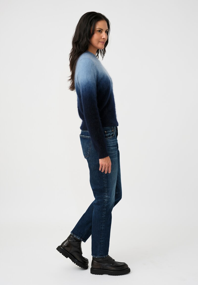 Iris Von Arnim Brushed Cashmere Kaleia Dip-Dye Sweater in Navy & Soft Blue Ombré