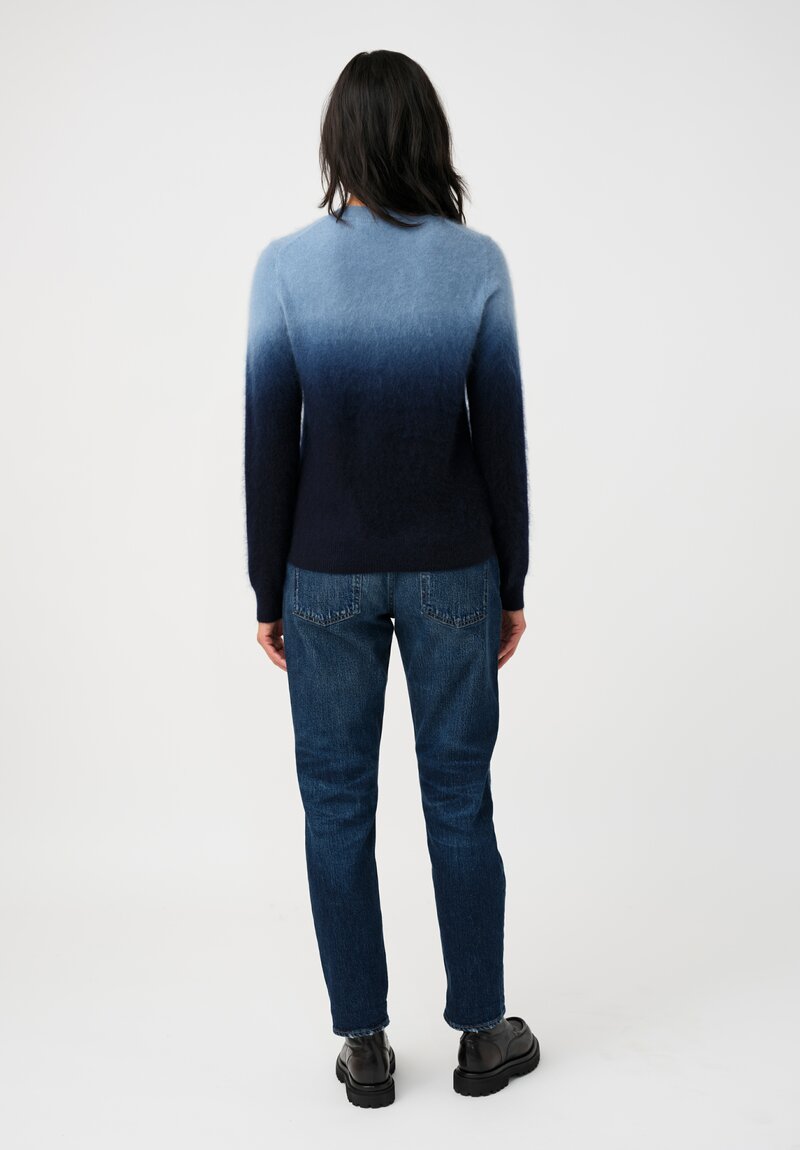 Iris Von Arnim Brushed Cashmere Kaleia Dip-Dye Sweater in Navy & Soft Blue Ombré