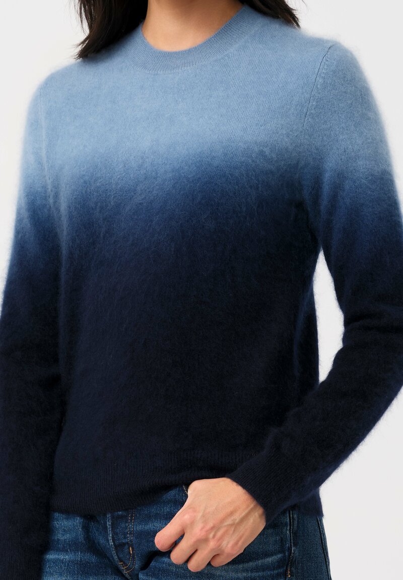 Iris Von Arnim Brushed Cashmere Kaleia Dip-Dye Sweater in Navy & Soft Blue Ombré