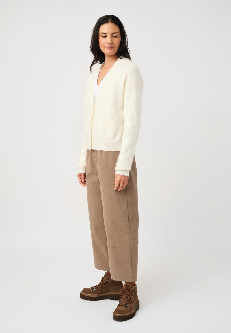 Iris Von Arnim Brushed Cashmere Seraphina Cardigan in Off White