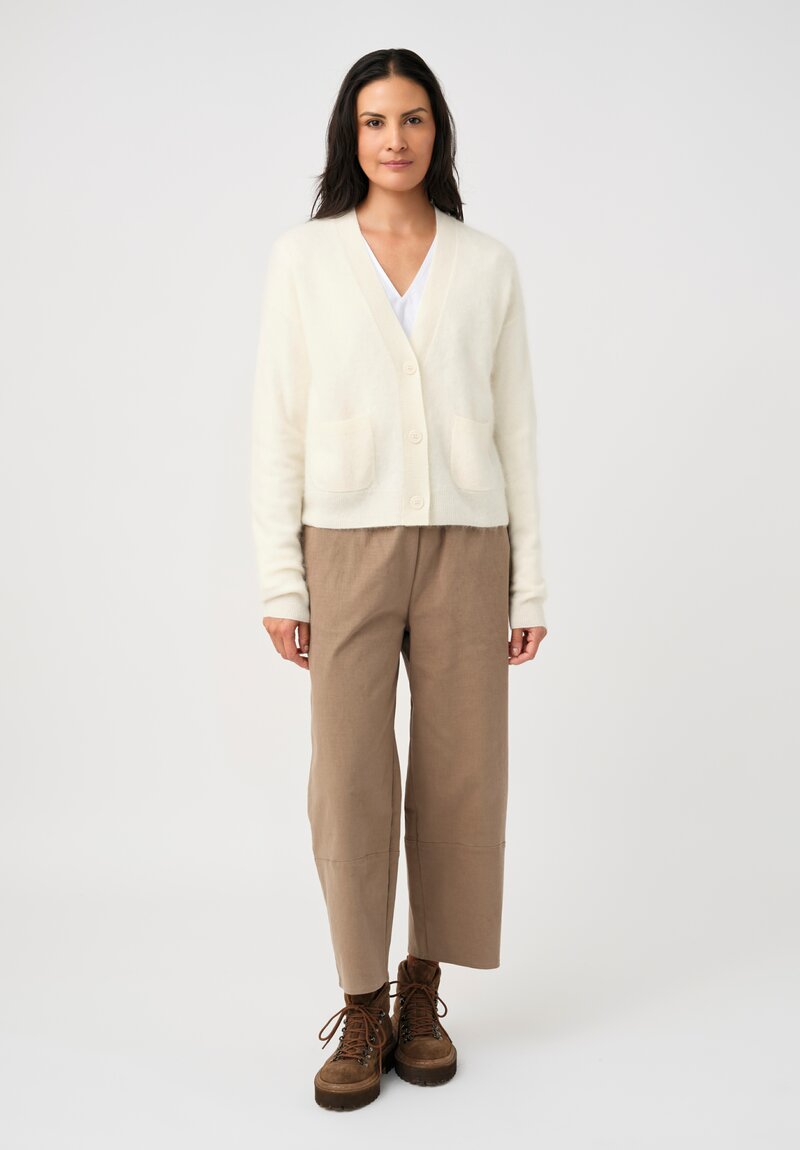 Iris Von Arnim Brushed Cashmere Seraphina Cardigan in Off White
