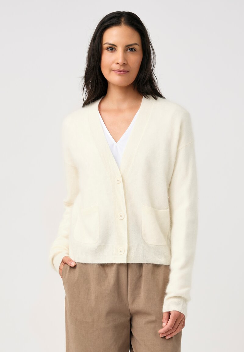 Iris Von Arnim Brushed Cashmere Seraphina Cardigan in Off White