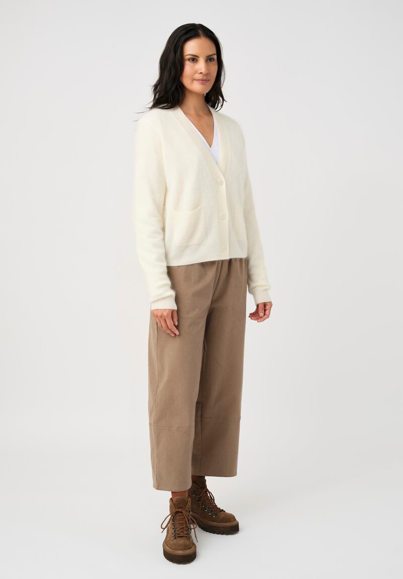 Iris Von Arnim Brushed Cashmere Seraphina Cardigan in Off White