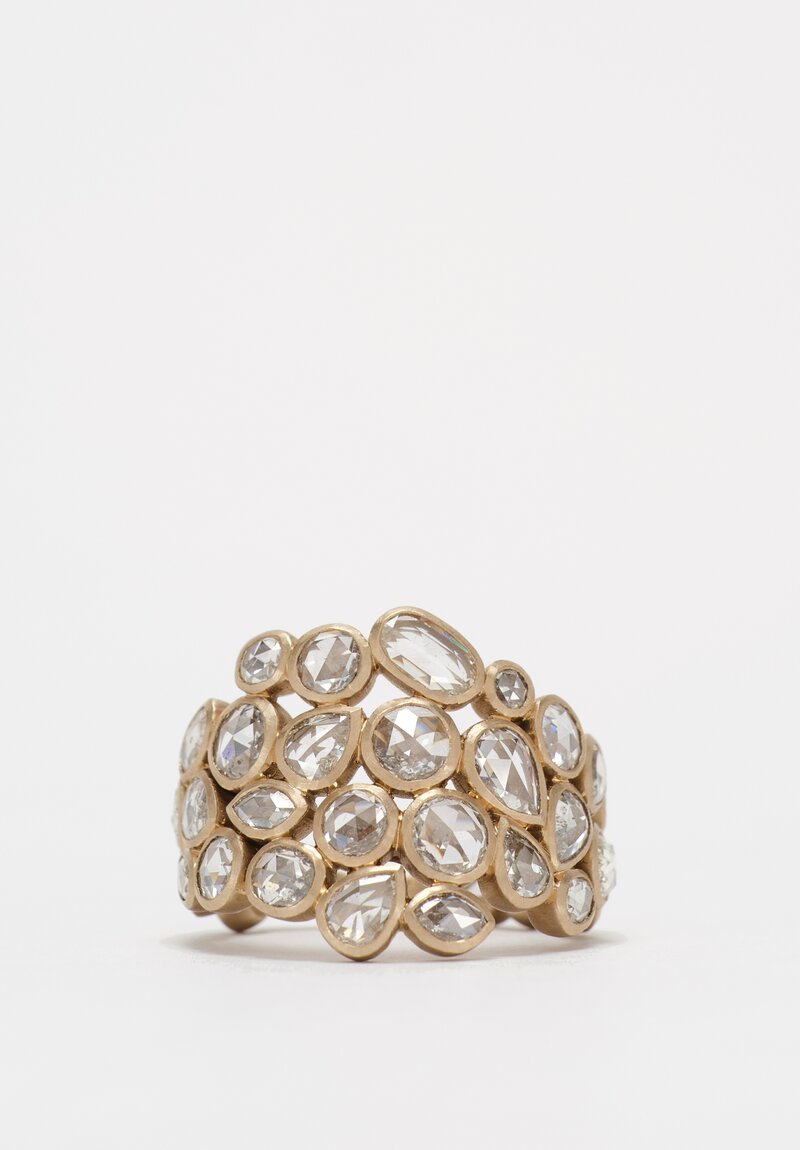 Anaconda 18K Matte White Gold Explosion Ring with Diamond Clusters