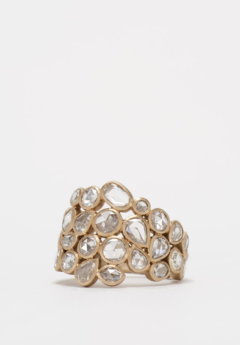 Anaconda 18K Matte White Gold Explosion Ring with Diamond Clusters