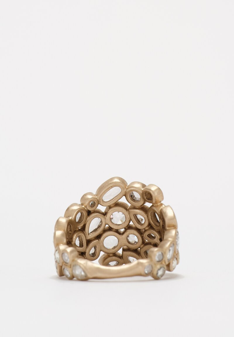 Anaconda 18K Matte White Gold Explosion Ring with Diamond Clusters
