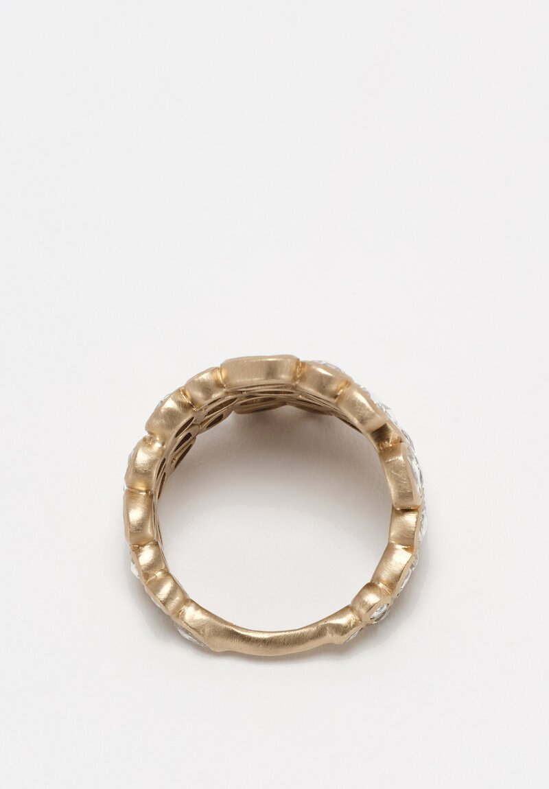 Anaconda 18K Matte White Gold Explosion Ring with Diamond Clusters