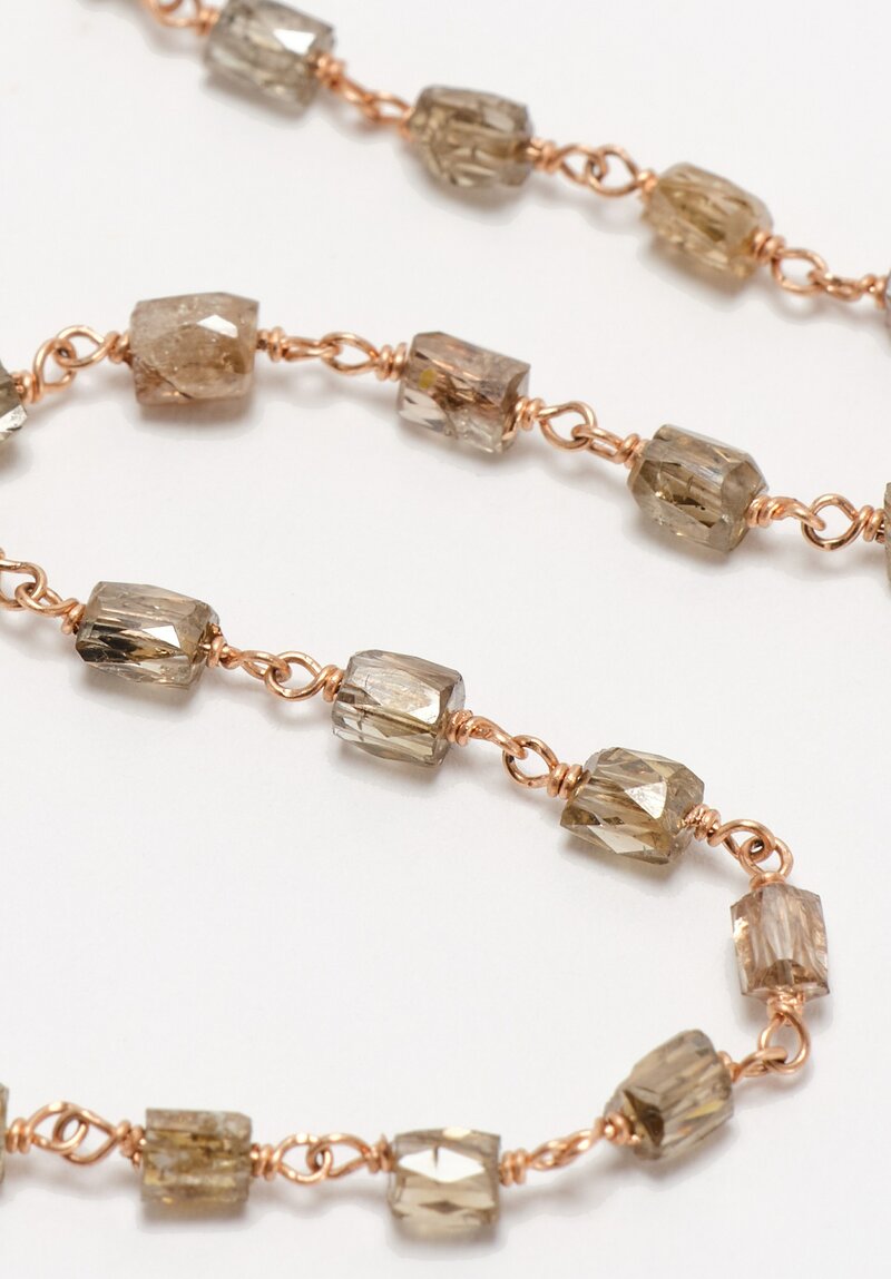 Anaconda 18K Rose Gold Rosary Necklace with Brown Diamonds