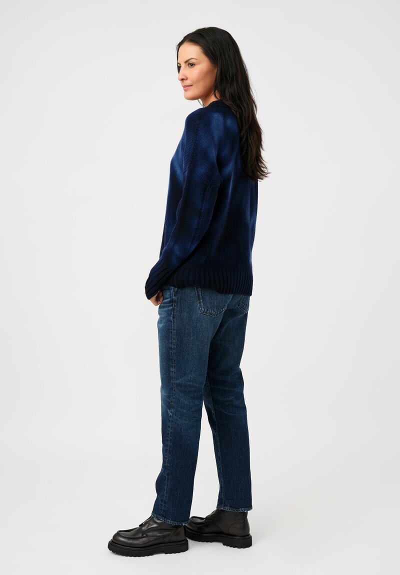 Iris Von Arnim Cashmere Como Sweater in Navy Tie-Dye