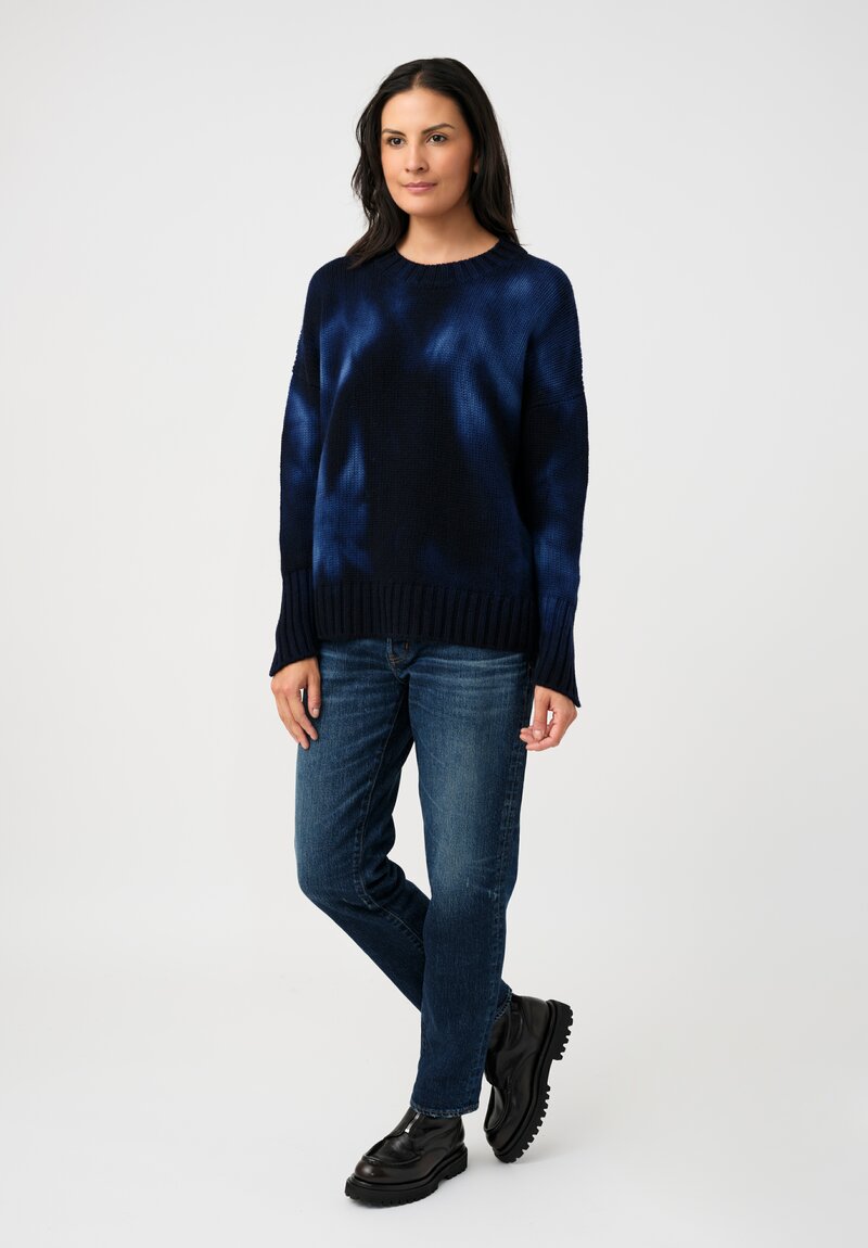 Iris Von Arnim Cashmere Como Sweater in Navy Tie-Dye