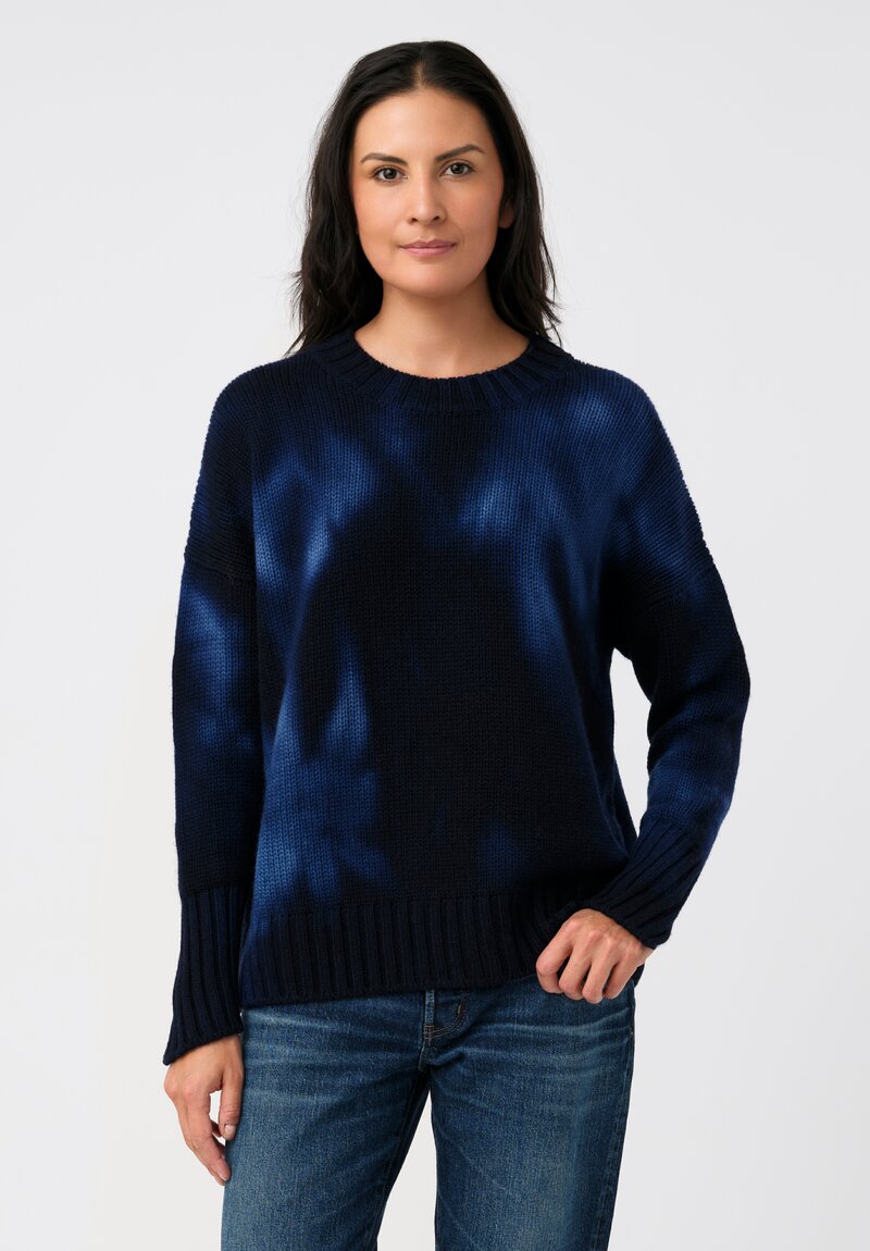 Iris Von Arnim Cashmere Como Sweater in Navy Tie-Dye