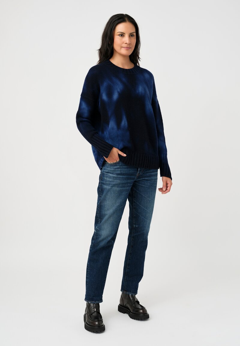 Iris Von Arnim Cashmere Como Sweater in Navy Tie-Dye
