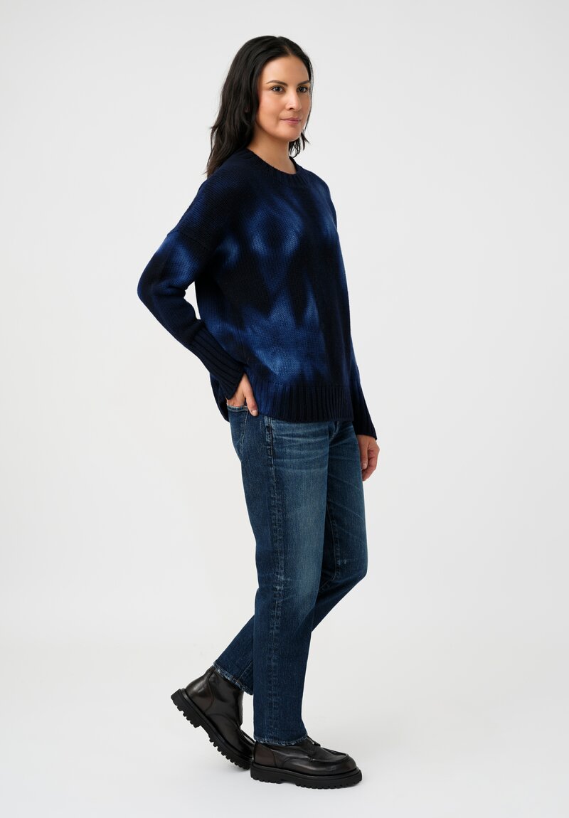 Iris Von Arnim Cashmere Como Sweater in Navy Tie-Dye