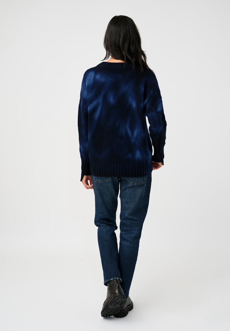 Iris Von Arnim Cashmere Como Sweater in Navy Tie-Dye