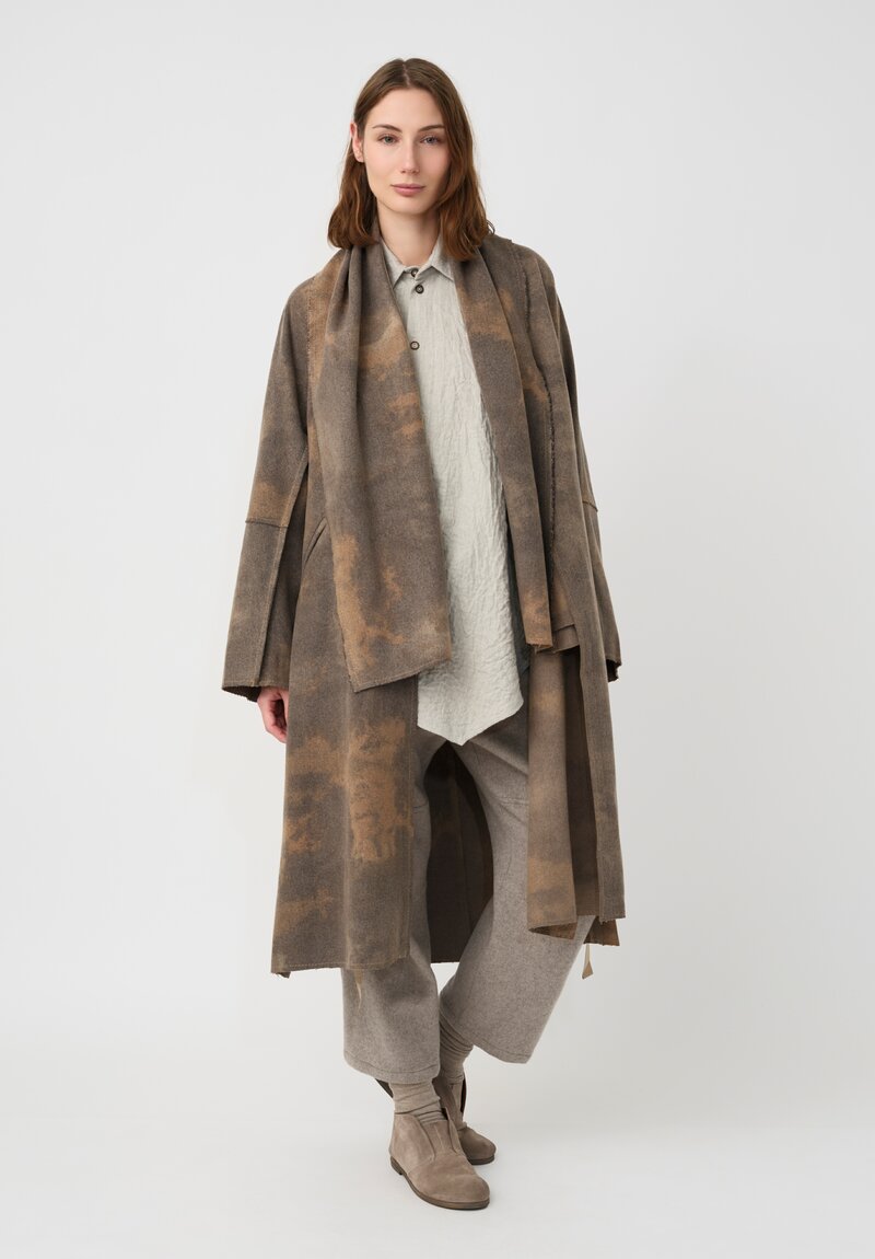 Forme d'Expression Thermal Raw-Edged Wrap Coat in Desert Sand & Ash Grey