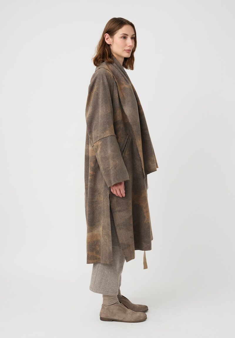 Forme d'Expression Thermal Raw-Edged Wrap Coat in Desert Sand & Ash Grey