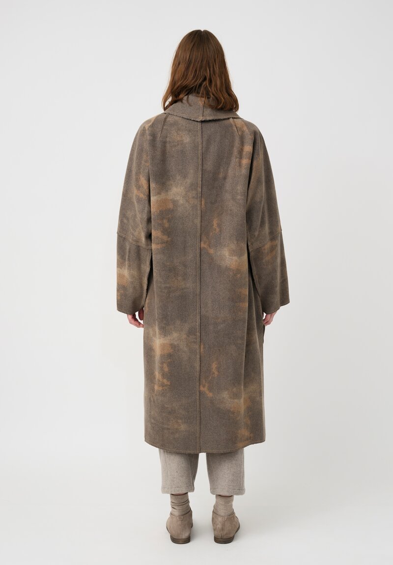 Forme d'Expression Thermal Raw-Edged Wrap Coat in Desert Sand & Ash Grey