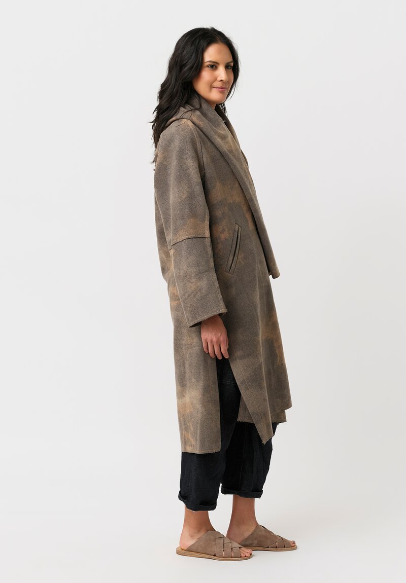 Forme d'Expression Thermal Raw-Edged Wrap Coat in Desert Sand & Ash Grey
