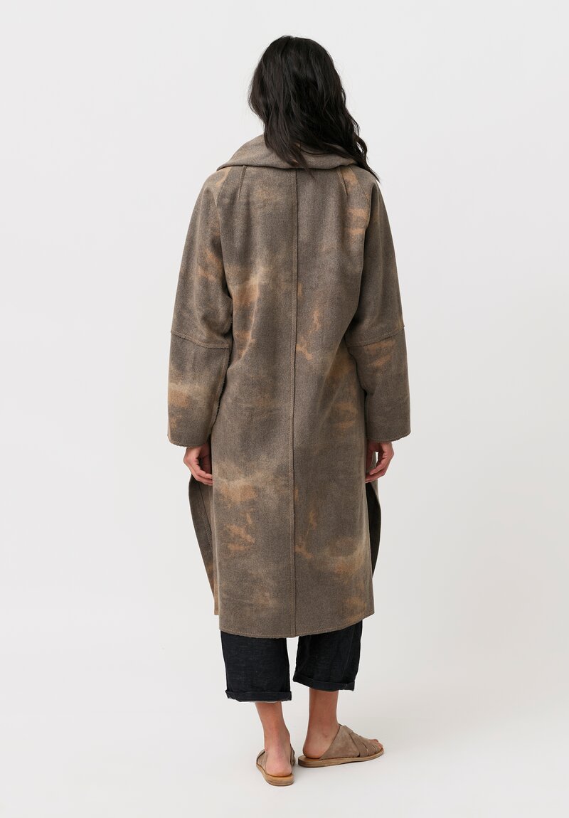 Forme d'Expression Thermal Raw-Edged Wrap Coat in Desert Sand & Ash Grey
