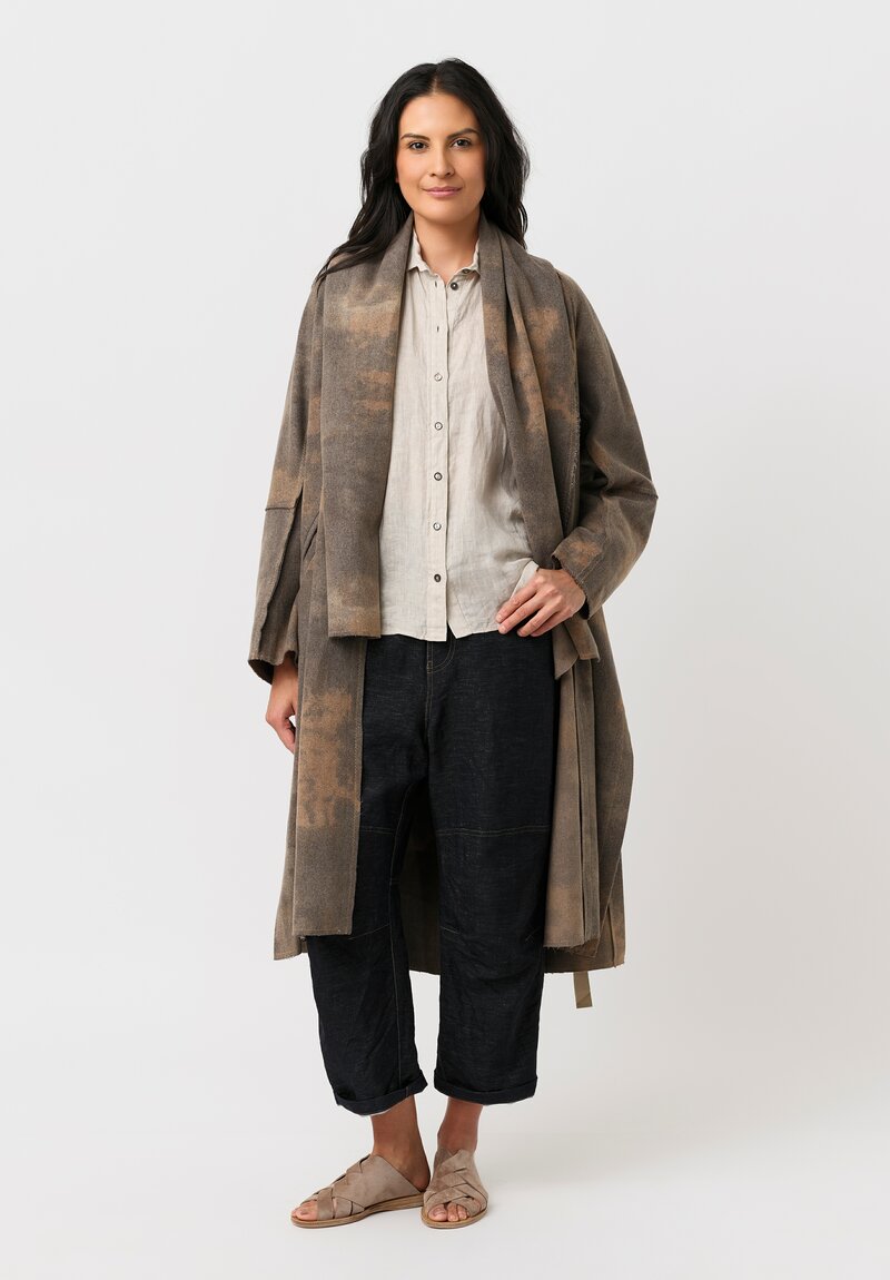 Forme d'Expression Thermal Raw-Edged Wrap Coat in Desert Sand & Ash Grey