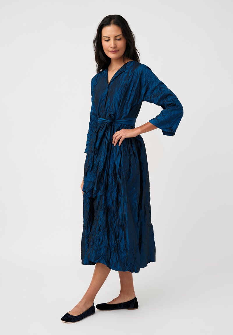 Daniela Gregis Washed Silk Spezia Operaio Dress in Petrol Blue