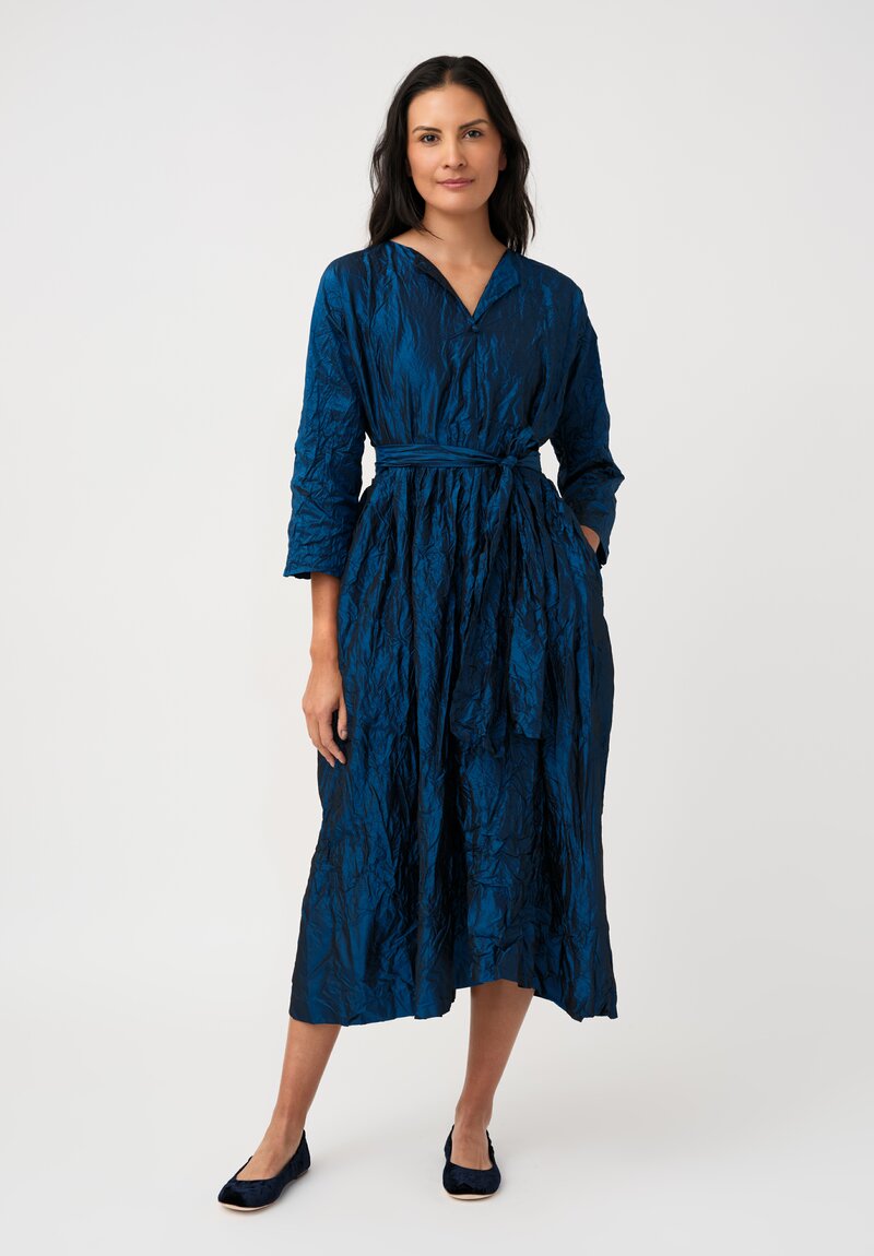 Daniela Gregis Washed Silk Spezia Operaio Dress in Petrol Blue