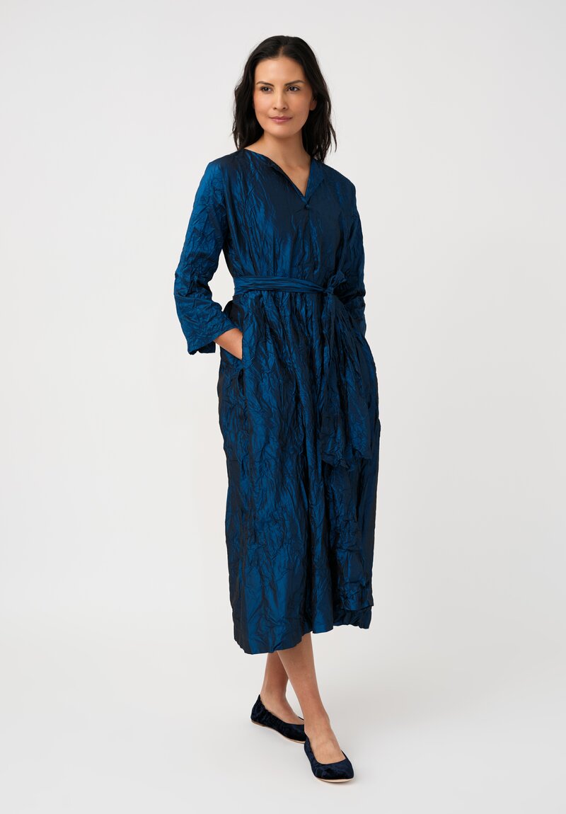 Daniela Gregis Washed Silk Spezia Operaio Dress in Petrol Blue