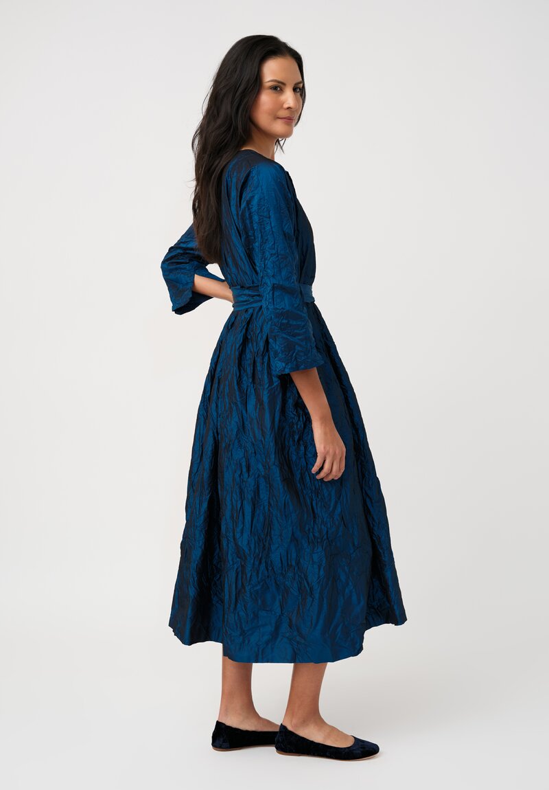 Daniela Gregis Washed Silk Spezia Operaio Dress in Petrol Blue