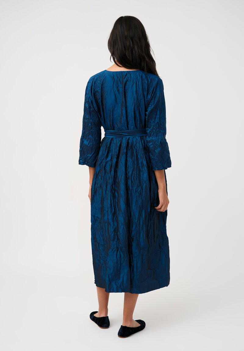 Daniela Gregis Washed Silk Spezia Operaio Dress in Petrol Blue
