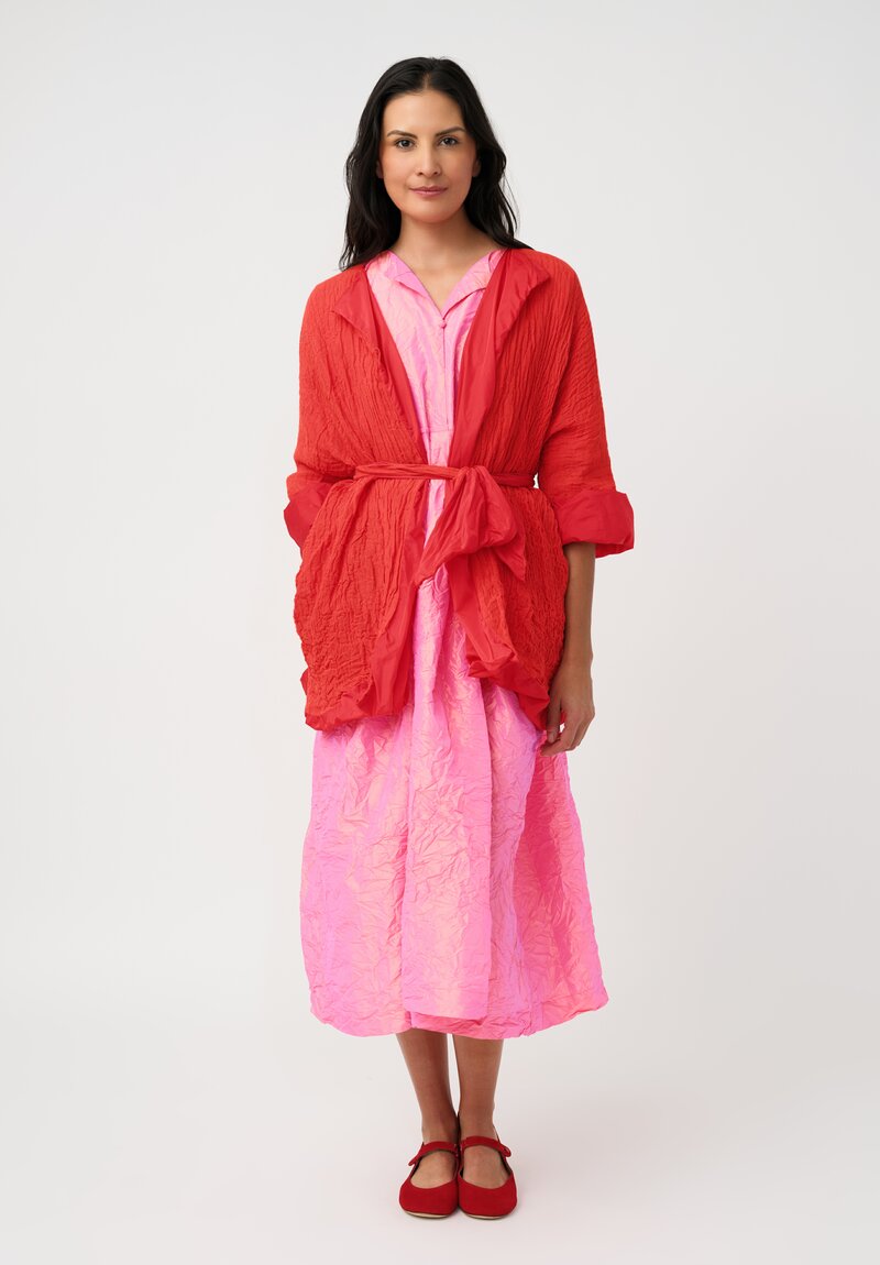 Daniela Gregis Washed Silk Spezia Operaio Dress in Saffron & Fuchsia Pink