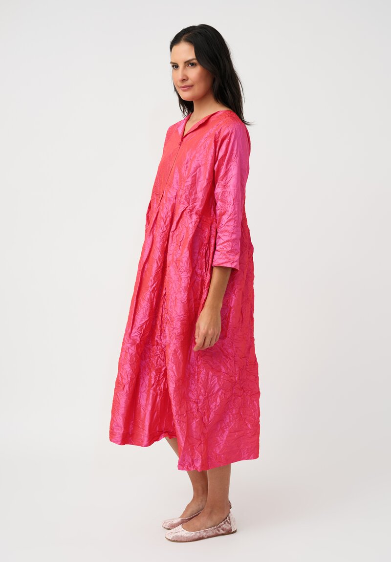 Daniela Gregis Washed Silk Spezia Operaio Dress in Fuchsia & Cherry Red