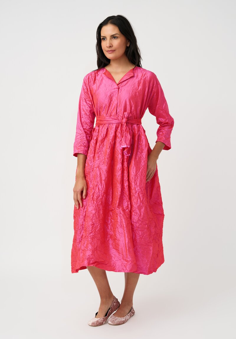 Daniela Gregis Washed Silk Spezia Operaio Dress in Fuchsia & Cherry Red