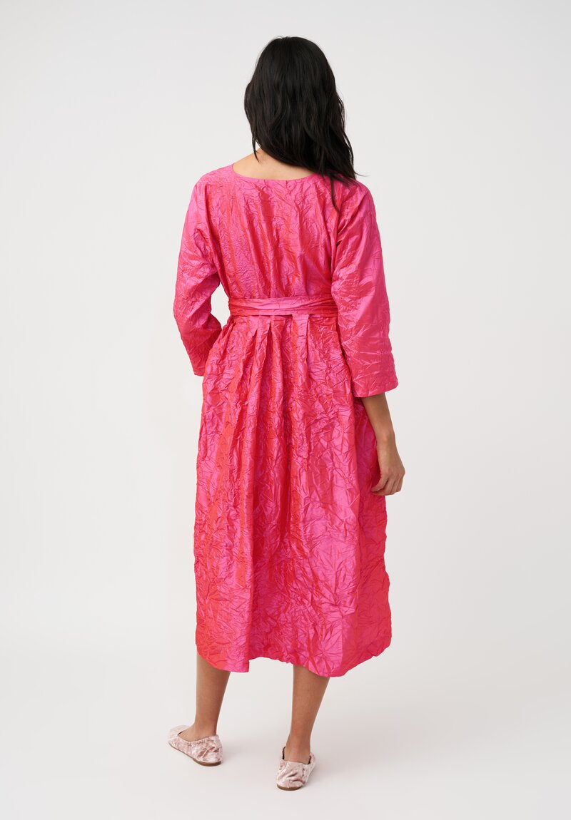 Daniela Gregis Washed Silk Spezia Operaio Dress in Fuchsia & Cherry Red