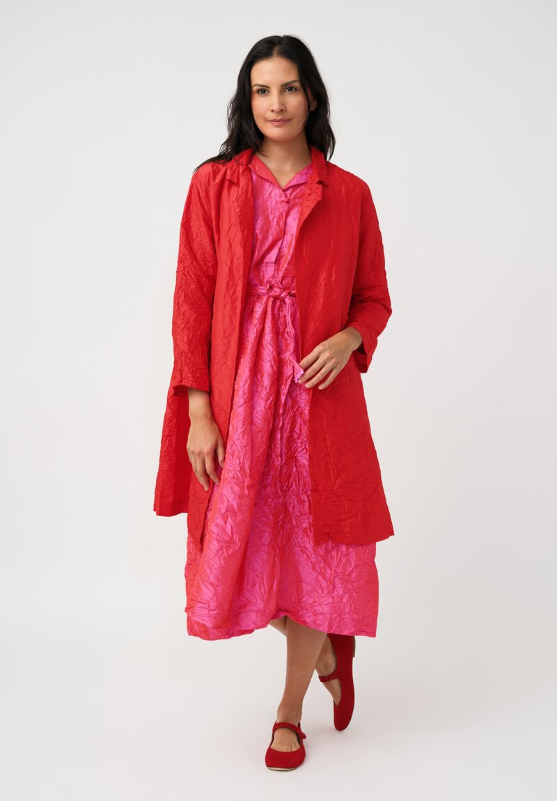 Daniela Gregis Washed Silk Spezia Operaio Dress in Fuchsia & Cherry Red