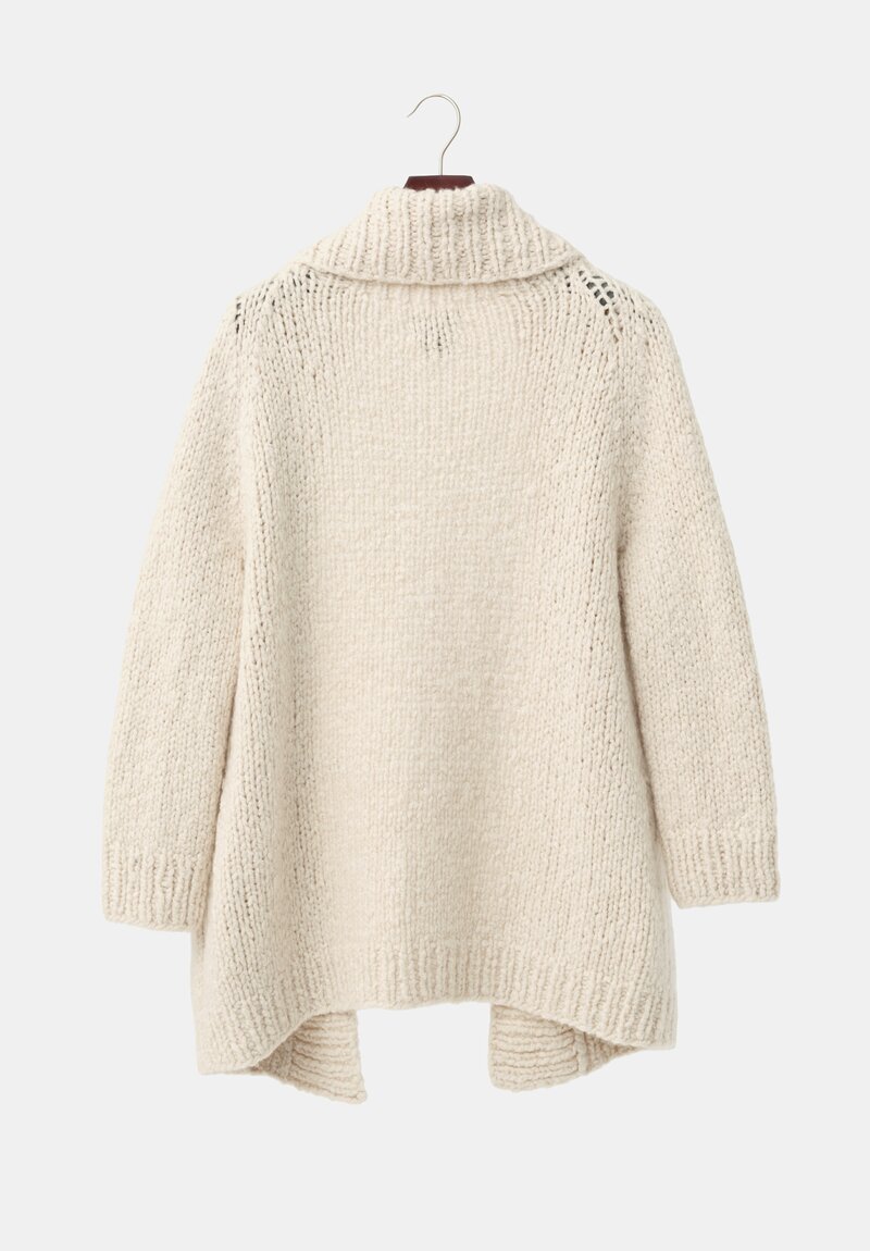 Wommelsdorff Hand-Knit Cashmere & Silk Ava Cardigan in Ivory & Latte Cream	